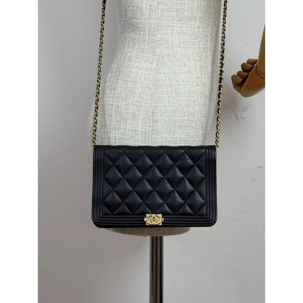 CHANEL Black Caviar Boy WOC GHW